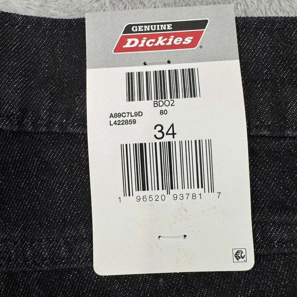 NWT Dickies Carpenter Long Shorts Men's 34 Charcoal Black Relaxed Wide Leg Denim